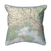 Betsy Drake Vermilion Bay, LA Nautical Map Small Corded Indoor Outdoor Pillow - £39.56 GBP
