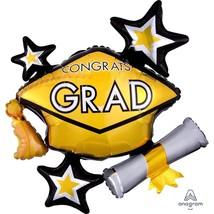 Graduation Mylar Foil Jumbo Balloon Cluster Grad Hat 31 Inch 1 Per Package - £7.79 GBP