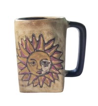 Mara Stoneware Pottery Coffee Mug Moon Sun Whimsical Celestial 14 oz Mexico - £17.93 GBP