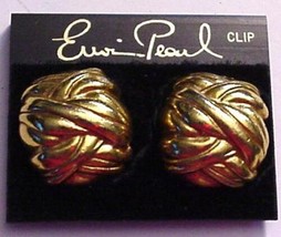 Erwin Pearl Large Dome Gold Tone Signed Clip on Earrings NOC $32 - $27.77