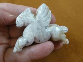 (Y-PEG-RU-729) white PEGASUS gemstone carving mythical wings horse gem F... - $19.49