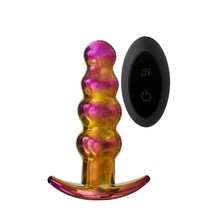 Glamour Glass Remote Control Beaded Butt Plug with Free Shipping - £104.92 GBP