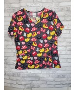 Disney&#39;s Mickey and Minnie Emoji Women&#39;s V-Neck Printed Scrub Top Medium... - $27.24 CAD