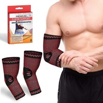 Rimsports Premium Elbow Support Sleeves Nonstop Compression Support Red ... - £14.37 GBP