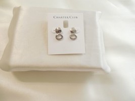 Charter Club Silver Tone 3/4&quot; Hammered Metal Drop Stud Earrings F446 - £10.50 GBP