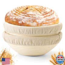 Yeatruojeet 2x 10" Round Bread Proofing Baskets Dough Banneton Bowls - $49.67