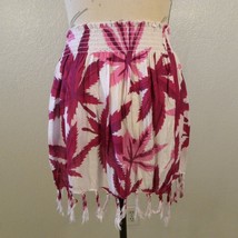 Maya Pareos Floral Mini Skirt Pink White Rayon Tassels Women size small  - £6.28 GBP