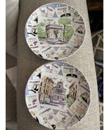 Set Of 2 Paris dessert Appetizer plates French landmarks Arc De Triomph - £9.16 GBP
