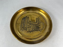 Vintage Gold Copper Colored Metal Canterbury Cathedral England Trinket Dish 4&quot; - £9.34 GBP