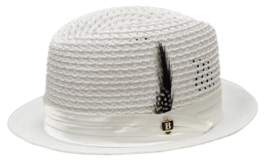 Men's BRUNO CAPELO Stingy Brim Fedora Braid Straw Hat Santa Cruz SC615 White image 2