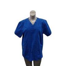 Carhartt V Neck Medical Scrub Top Size Medium Blue Short Sleeve Cotton B... - $10.79 CAD