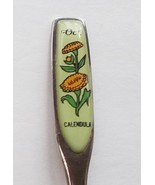 Collector Souvenir Spoon October Calendula Marigold Flower Floral Emblem - $2.99