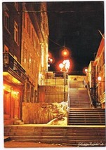 Quebec Postcard La Ville de Quebec City Break Neck Stairs - $2.15
