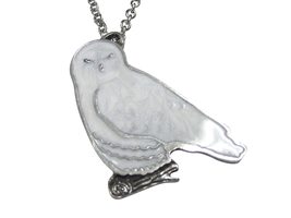 Large White Snowy Owl Pendant Necklace - £31.59 GBP