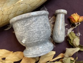 Large Marble Mortar and Pestle, Pagan, Witchcraft, Occult, Altar Tools - £35.86 GBP