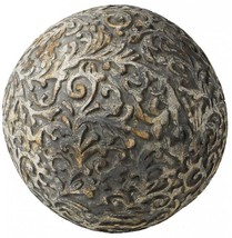 Decorative Ball Distressed Antique Charcoal White Gray Wood Hand-Carved C - £239.58 GBP