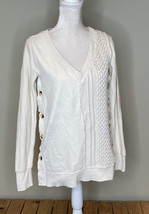 Saturday Sunday Anthropologie womens side button pullover sweater Sz XS Cream N7 - £14.23 GBP