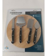 Farberware 5 Piece Cheese SET CLEAVER, KNIFE, PLANE, SPADE, HARDWOOD BOARD - $322.59 MXN