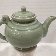 VTG SAGE Green Teapot Collectable Thailand Crazing throughout - $14.03