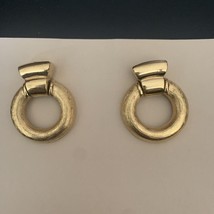 Vintage Givenchy polished/brushed gold plated Door Knocker pierced Earrings - £178.05 GBP