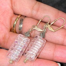 Vintage Pink Glass Toaster Strudel Style Dangle Earrings - £9.36 GBP