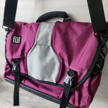 Ful Almost Famous Messenger Bag Padded Carrying 15&quot; Laptop Purple Gray Case Bag - £31.56 GBP