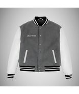 Avirex Varsity Leather Jacket - in Grey Ribb Cuffs  &amp; Collar - S to 5X - $199.99