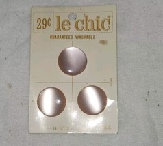 VTG NOS Le Chic 5366-34 Shiny Pink Buttons On Card Set of 3 29 Cents 344 Japan - £6.17 GBP