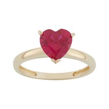 2.25CT Finto Rubino Cuore Fidanzamento Solitario Anello 14K Placcato Oro Giallo - $98.25