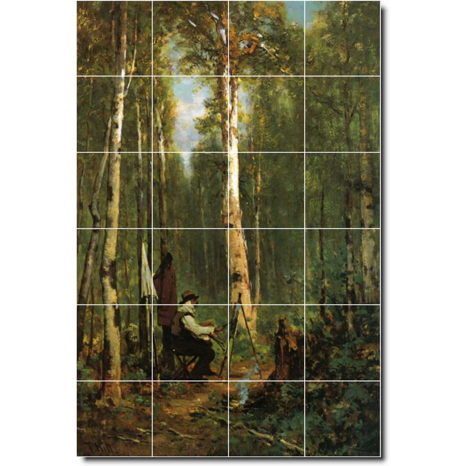 Hill thomas artist at his easel in the woods