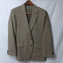 Vtg 80s Imperial by Haggar 42R Brown Herringbone Tweed 2 Btn Blazer Sport Coat - $48.11