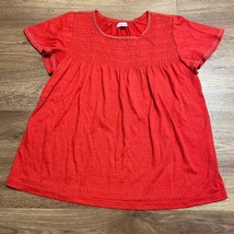 Max Studio Red Short sleeve Babydoll Top Womens Size Medium 90s Y2K - £11.73 GBP