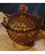 Fenton Ambe footed candy dish  bowl lid embossed Fenton - €56,44 EUR