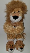 Animal Adventure Lion Mom + Baby Cub Plush Stuffed Toy Slippers SOFT 2008 - $25.21