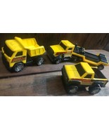 Vintage 80s Buddy L Construction Lot Yellow Metal Body Trucks &amp; Plastic ... - $48.62