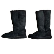 UGG Australia Girl Size 2 Classic Tall 5229 Sheepskin Suede Leather Boots Black - £35.72 GBP