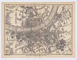 1887 ORIGINAL ANTIQUE CITY MAP OF BASEL / BASLE / SWITZERLAND - $29.96