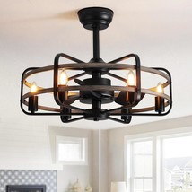 Noxarte Cage Ceiling Fan With Light, Vintage Fandelier Remote Control, Bladess - £218.51 GBP