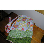 Retro Shades of Green Orange Red &amp; Blue Floral Layered Cotton Half Apron... - $9.49