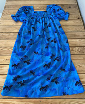 Vintage Handmade Women’s Smock Sleeve Hawaiian Mumu Dress Size M Blue P1 - £26.74 GBP