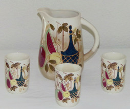 Vintage Nasco Japan Porcelain Pitcher Cups 4pcs Juice Pitcher &amp; Cups Fru... - £7.95 GBP