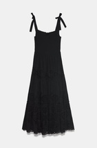 Zara Midi Dress With Straps Black Size Small - £54.74 GBP