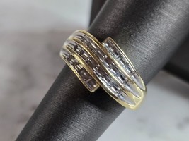 Womens Vintage Estate 10K Yellow Gold Modernist Diamond Ring 2.8g E7385 - £258.59 GBP