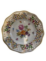 Vintage Schumann Porcelain Germany Dresden Flowers Pierced Reticulated Compote - £54.98 GBP