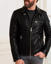 100% Genuine Real Lambskin Leather Racer Biker Jacket Elegant NEW Men&#39;s ... - $2,143.75 MXN+
