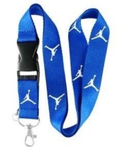 Blue and White Jordan Lanyard Keychain ID Badge Holder Quick release Buckle - £6.33 GBP