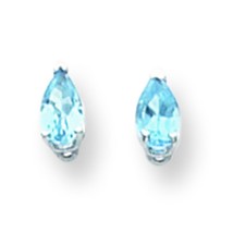 14K White Gold Pear Blue Topaz Earrings Jewelry 5mm x 3mm - £72.63 GBP