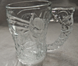 McDonald&#39;s Glass Mug Batman Forever Batman mug 1995 3 D  4 in. tall Made... - £9.27 GBP