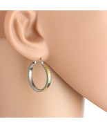Tricolor Silver, Gold &amp; Rose Tone Hoop Earrings- United Elegance - $30.06 CAD