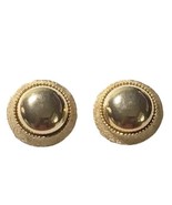 Vintage Gold-Tone Button Earrings Clip-on Retro - $9.90